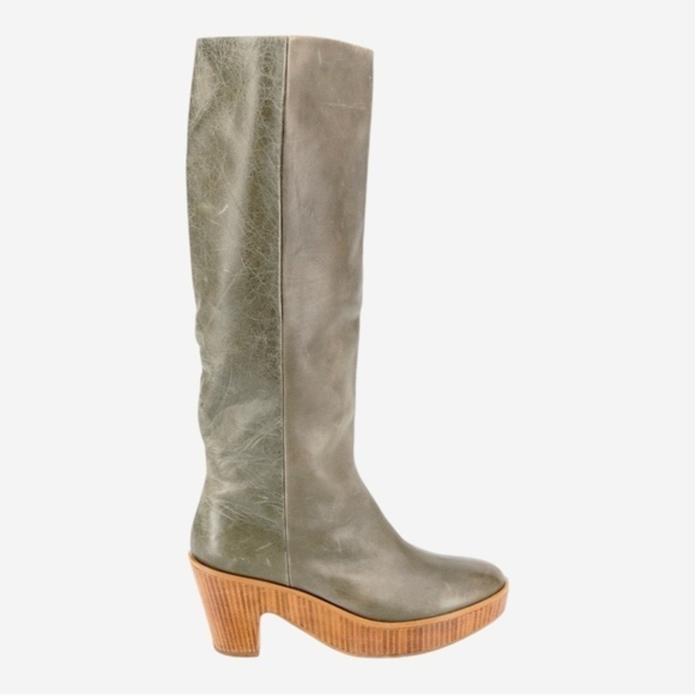 Maison Martin Margiela Paris Leather Sculptural Wood Heel Boots EU 38 Italy